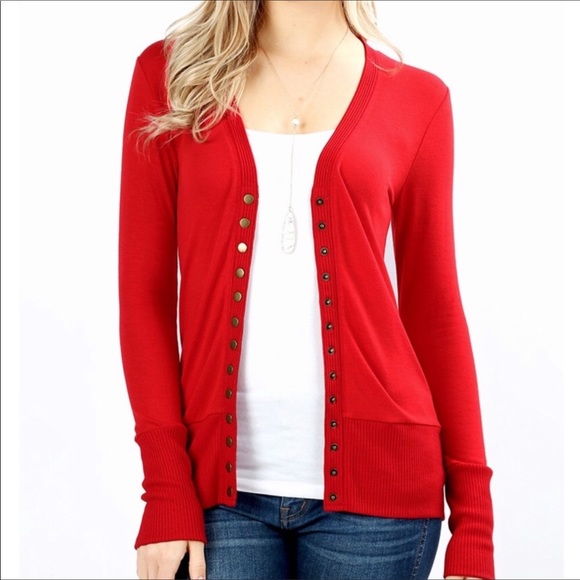 Mocha Snap Button Long Sleeve Cardigan - Picture 2 of 8